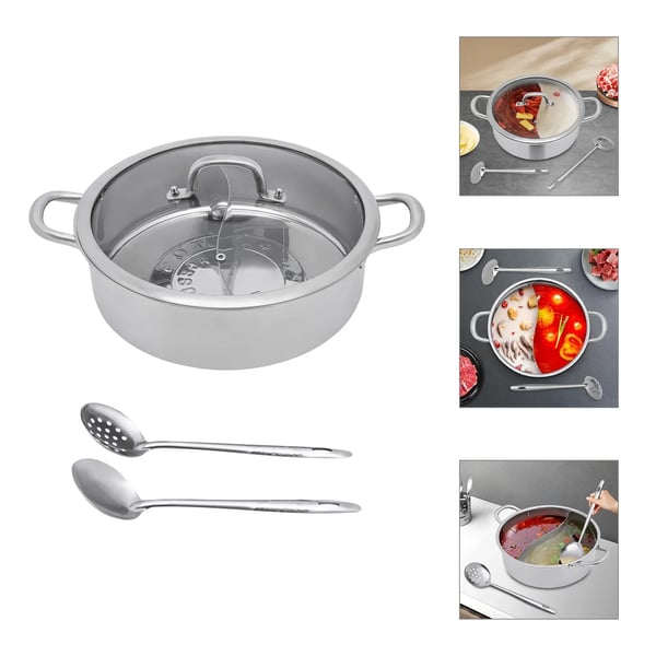 Hot Pot, Stor Kapacitet, Dobbelt-Sidet Madlavning,220V, Sølv