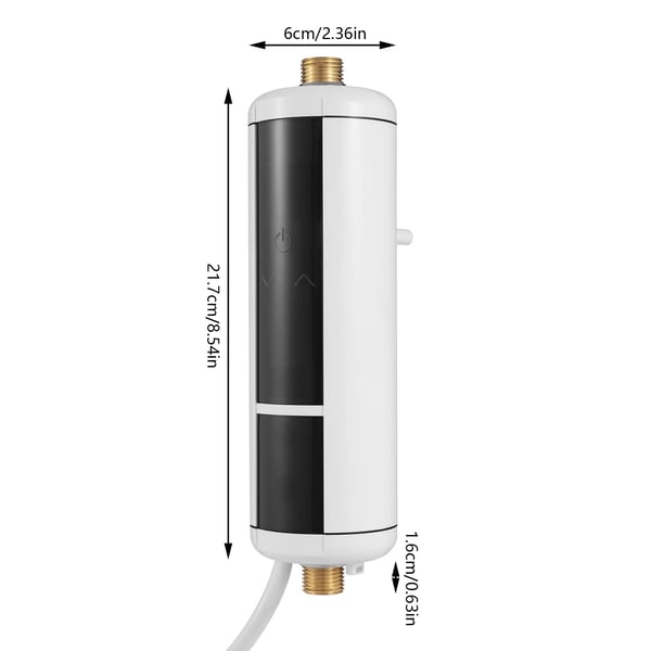 Elektrisk Vandvarmer, 5500W, 220V, Dimensioner 6*21.7cm, Vandtæt Klasse IPX4, Strømkabel Længde 1.4m