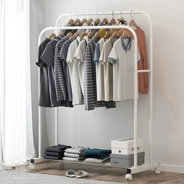 Tøjstativ, Mobil Design, Holdbar Metal Konstruktion,L, HVID