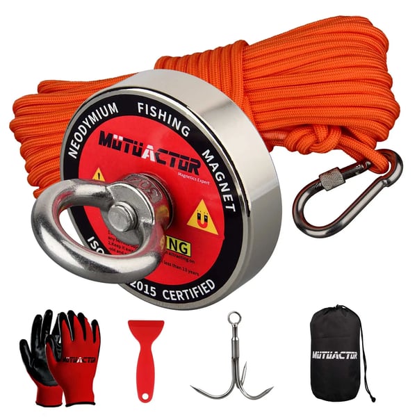 Retrieval Magnet Kit, 400 lb dragkraft, hållbart rep,400LBS REP Klok, Vertikal dragkraft