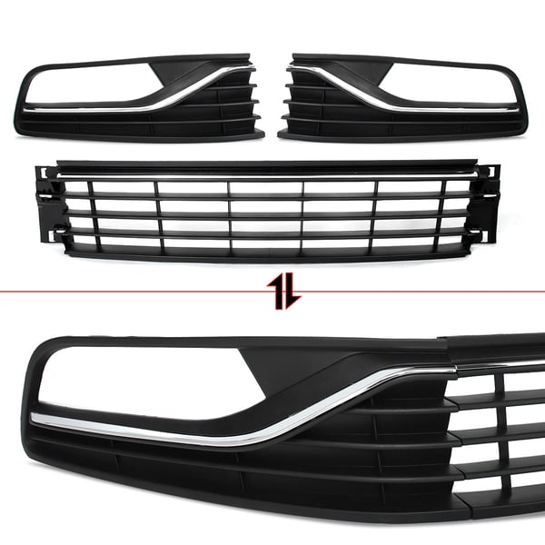 Grill, Mesh Design, Racing Type, Kompatibel med Volkswagen Vw Polo 2014-2017,3stk sæt