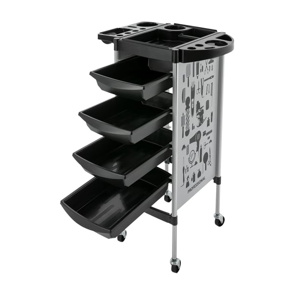 Salonvogn, Rustfrit Stål Materiale, 5-Lags Design, 4 Skuffer, Mobil med Stille Hjul, Høj Belastningskapacitet