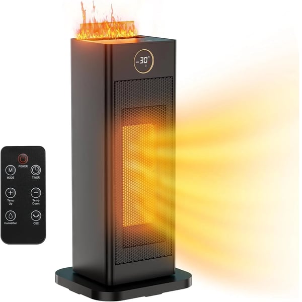 Keramisk blæservarmer, 2000W effekt, luftfugterfunktion, 90° oscillation, justerbar temperaturinterval 15-45 °C, sikkerhedsfunktioner inkluderet