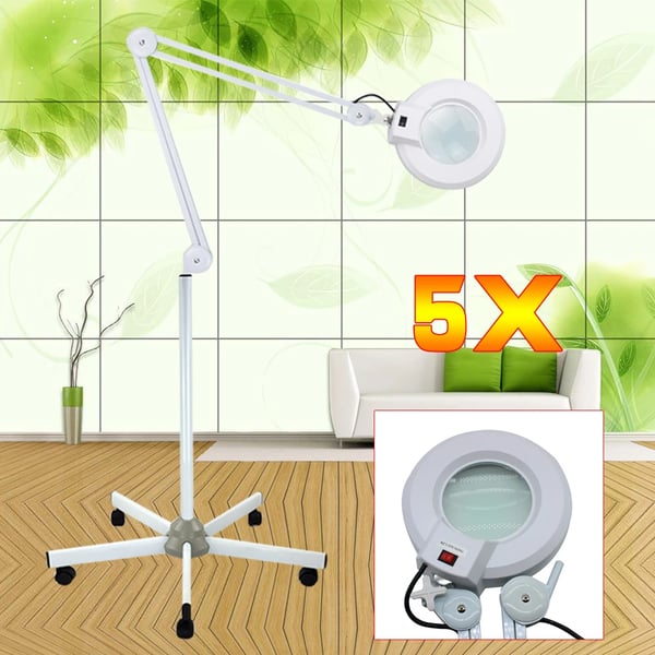 Forstørrelseslampe, 5X Forstørrelse, 22W Effekt, Linse Diameter 235mm, Lys Grøn Glaslinse, AC 240V/50Hz
