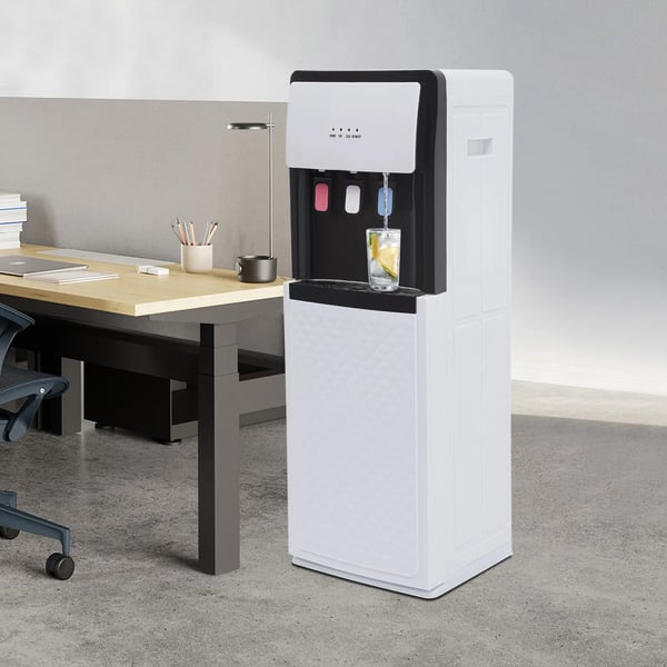 Vandkøler Dispenser, Varmt og Koldt Vand, Bundbelastet Design,HVID