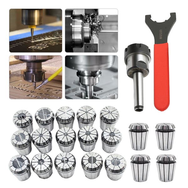 ER32 Chuck-set, 19 delar, 2-20 mm greppområde, hög precision,Silver
