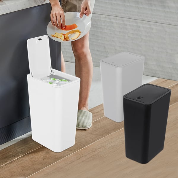 Affaldsspand, 9L kapacitet, moderne design med pop-up låg,HVID