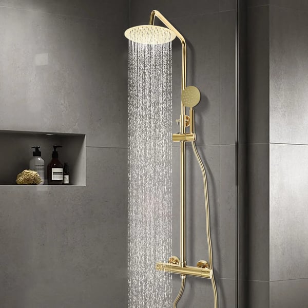 Brusesystem, 360° roterbar spray, justerbar håndbruser,Guld