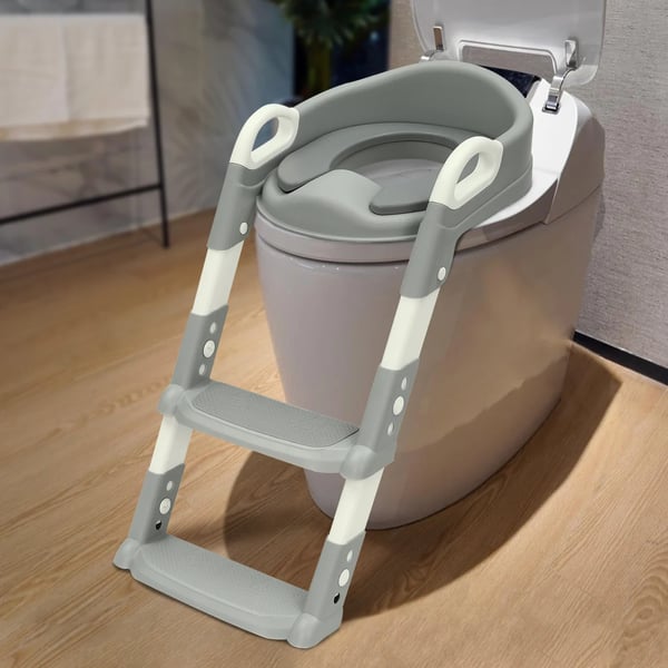 Toilettræner, Højdejusterbar, Sammenklappeligt Design,GRÅ