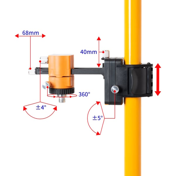 Laser Niveau Beslag, Justerbar Højde 154-422 cm, Vægt 2,5 kg, Kompatibel med 1/4 & 5/8 tommer, 360 Graders Rotation, Finjustering 4-5 grader