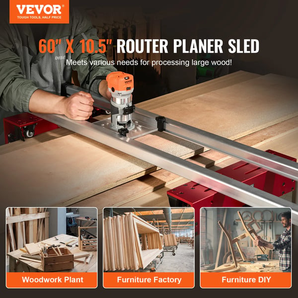 Router Sled, 64 tommer længde, justerbar højde 0-5,5 tommer,64 tommer YS64-001S