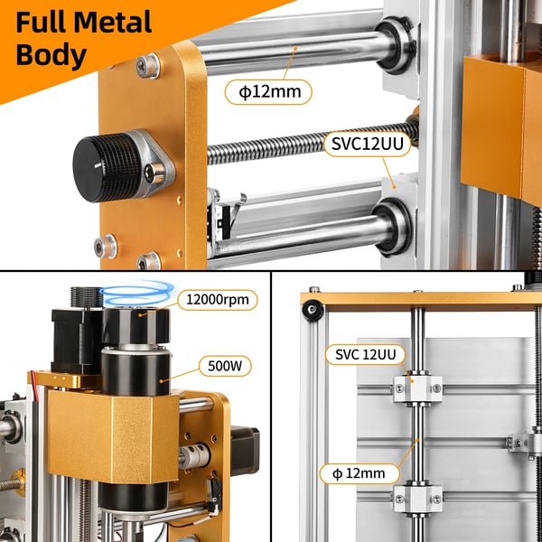CNC Router Maskine, 500W Spindeleffekt, 11.8*7.1 Tommer Arbejdsområde,Maskin Sæt