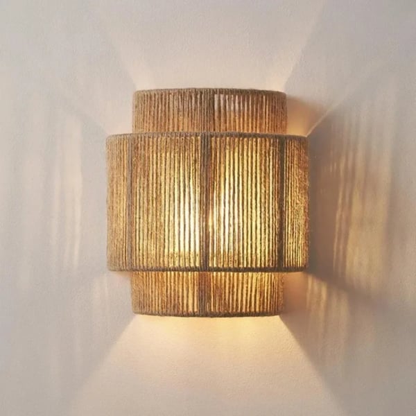 Væglampe, Håndvævet Design, Væghængt,Lys Grå, Ingen pære