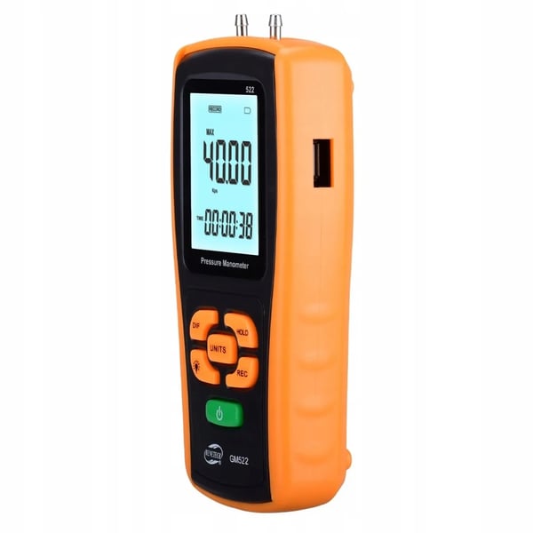 Differentialmanometer, Digital tryckmätning, USB-anslutning,GRÅ