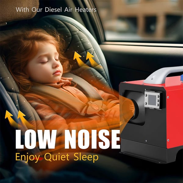 Dieselvarmer, 5000W effekt, 12V kompatibilitet, hurtig opvarmning, kompakt design, fjernbetjening inkluderet
