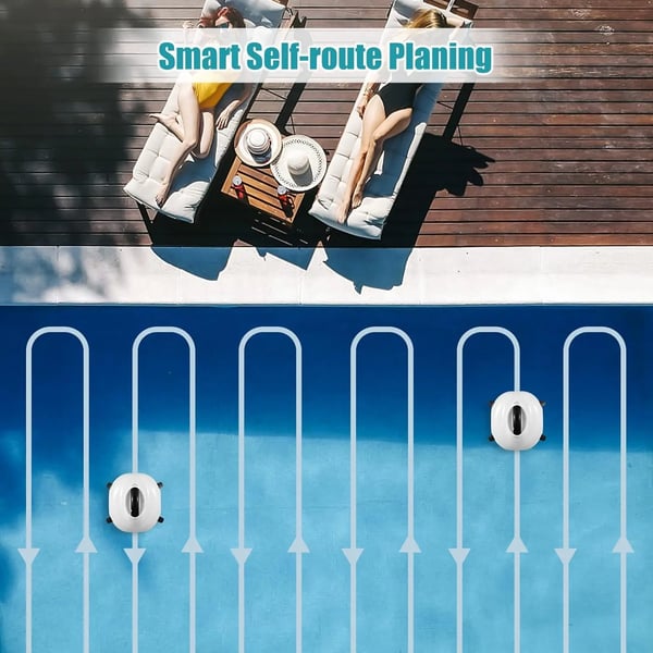 Robotic Pool Vacuum, 120 minutters driftstid, automatisk parkeringsfunktion, 2,5 timers opladning,Elfenben