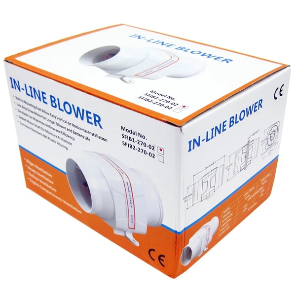 Bilge Blæser, 270 CFM Luftstrøm, 12V Drift, Kompakt Design