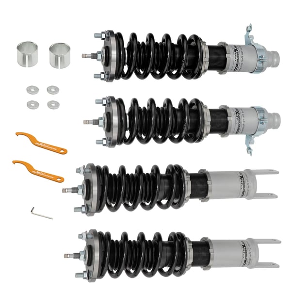 Coilover affjedringskit, 24 niveauer for rebound justerbar, 71 cm længde, 20 cm bredde, 82 cm højde, kompatibel med 1988-2000 kompaktbilmodeller