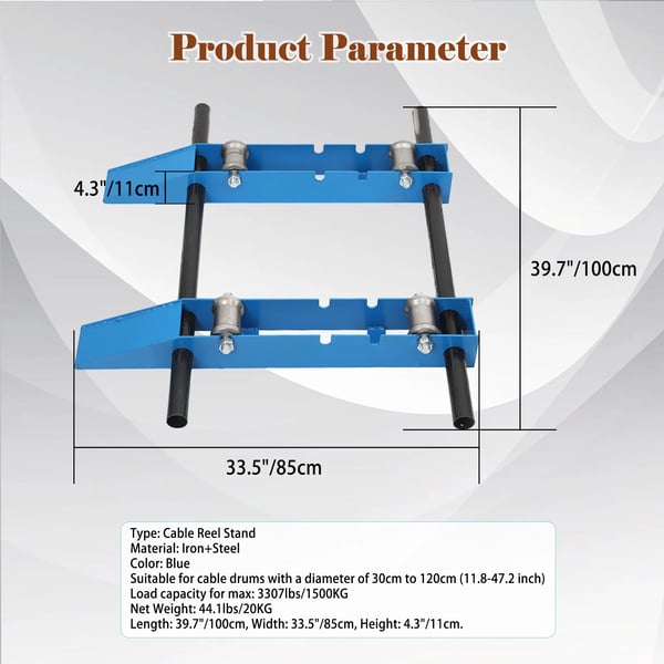 Betalingsstand, fortykket stålplade, 30 cm til 120 cm tromlekompatibilitet, solidt stålhjul, høj holdbarhed, justerbart baghjul