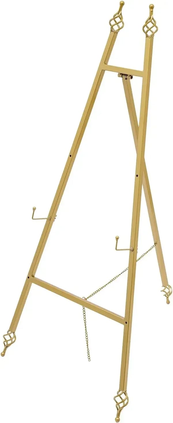 Plakatstaffeli, Justerbar Krog, Stabil Trekantet Design,Guld