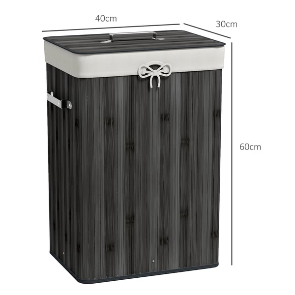 Sammenklappelig Vasketøjskurv, Bambusmateriale, Brugervenligt Design,MØRKE GRÅ