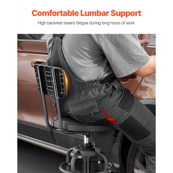 Shop Stool, Robust kulstofstålramme, Justerbar højde 40,6-44,9 tommer, Understøtter 300 lbs, 360° drejelig, Skridsikre fodpuder
