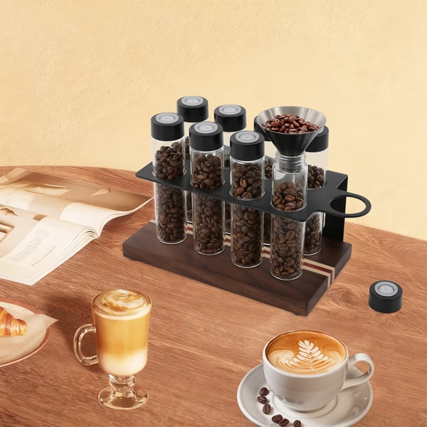 Kaffebönsbehållare, 8 rör, Modern design,Svart