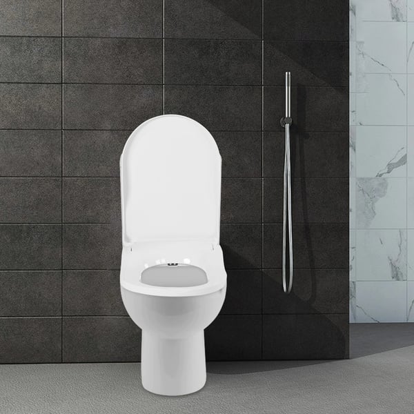 Bidet Toilet Seat, Dobbelt Dyse System, Passer til Forlængede Toiletter,HVID