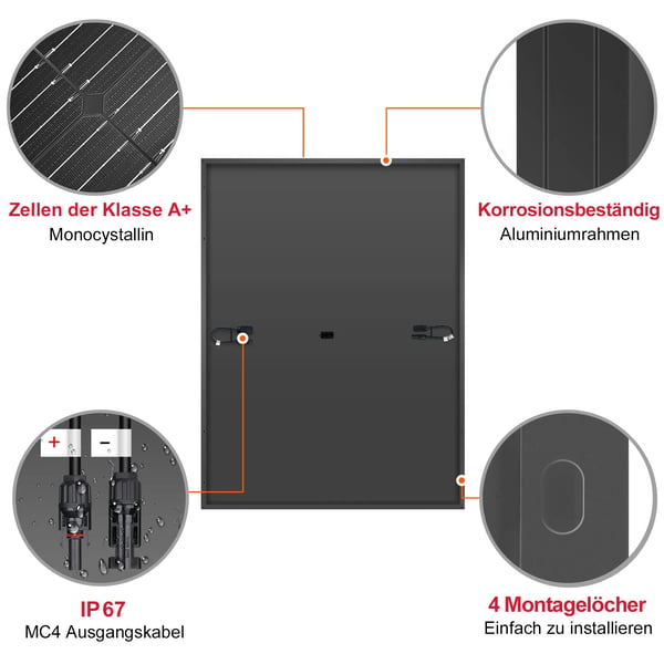 Solpanel, Hög Effektivitet, Hållbar Konstruktion,400W