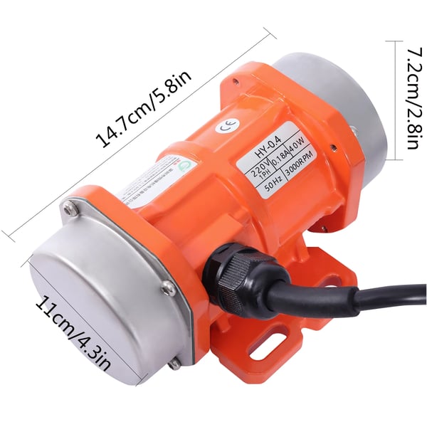 Vibrationsmotor, Høj Hastighed 3000 RPM, Holdbar og Vandtæt,orange