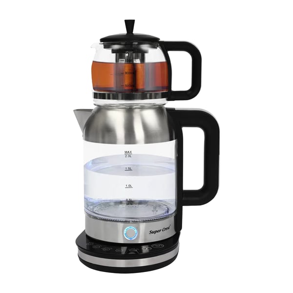 Elektrisk Tyrkisk Teemaskine, Dobbelt Teapot Design, Sikkerhedsfunktioner,sort