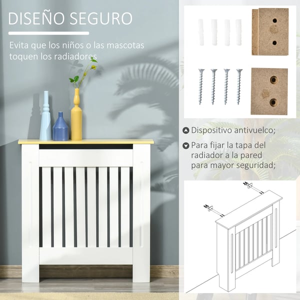 Radiator Dække, MDF Materiale, 78 cm x 19 cm x 83 cm, Ventileret Design, Egnet til Forskellige Værelser, Anti-Rul Enhed Inkluderet