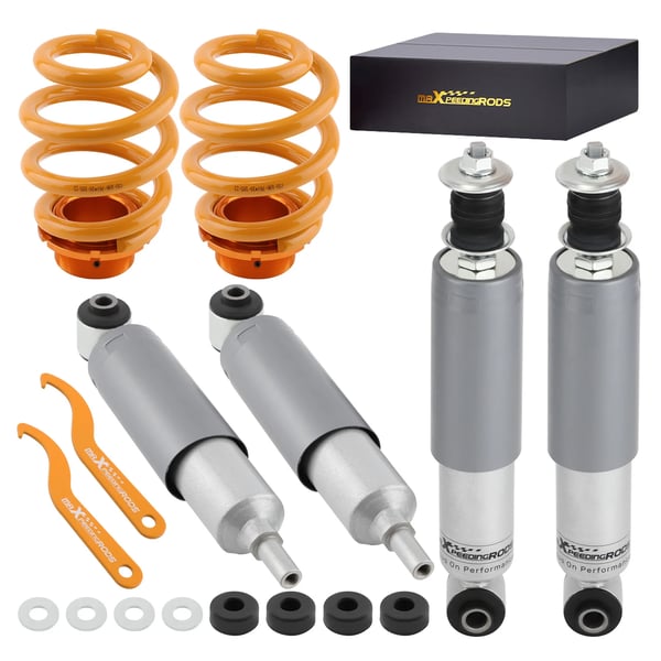 Coilover affjedringskit, justerbar højde 30mm til 65mm, kompatibel med Transporter model T4, varedimensioner 65cm x 45cm x 54cm