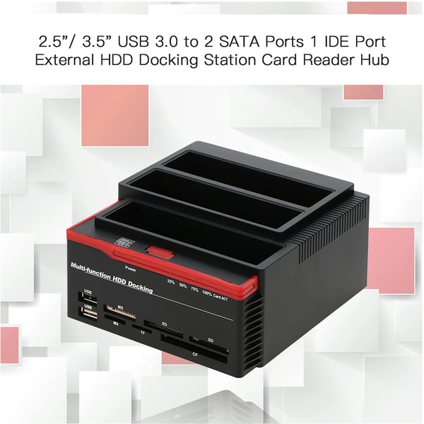HDD-telakointiasema, USB 3.0 -liitäntä, tuki kahdelle paikalle, musta