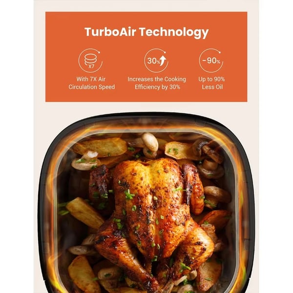 Smart Air Fryer, 5L Kapacitet, Touchscreen Kontrol,EU, T22 Air Fryer Sort