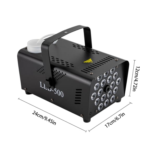 Tågemaskine, 500W Effekt, 250ml Tankkapacitet, 30 Sekunders Kontinuerlig Røg, LED Belysningseffekter, Multi-Kontrolmuligheder