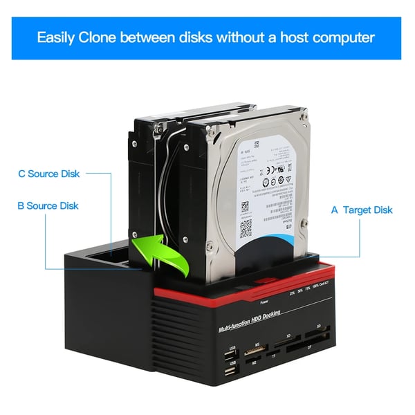 HDD-telakointiasema, USB 3.0 -liitäntä, tuki kahdelle paikalle, musta