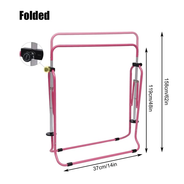 Gymnastiktræningsstang, Holdbar stål, Sammenklappeligt design,Pink