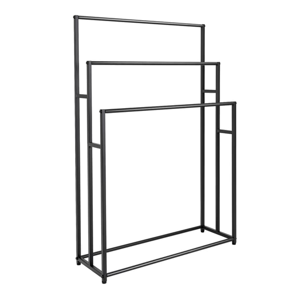 Håndklædestang, Stål og Gussejern Materiale, Tre-niveau Design, 29,53" Stanglængde, 27,56" til 43,31" Højdeområde, Samling Påkrævet