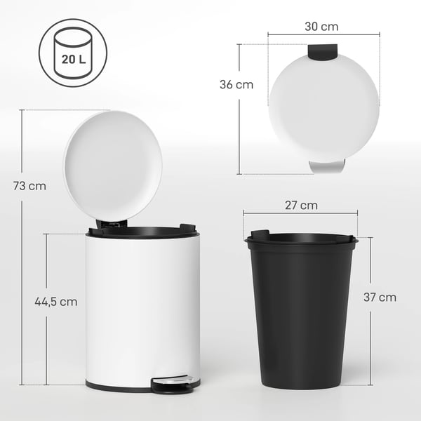 Keittiön Roskakori, 20L Kapasiteetti, Käsivapaa Poljin Käyttö