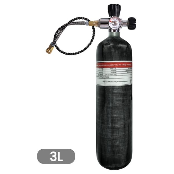 Højtrykscylinder, Kulfiber Materiale, Letvægtsdesign,3L med ventil