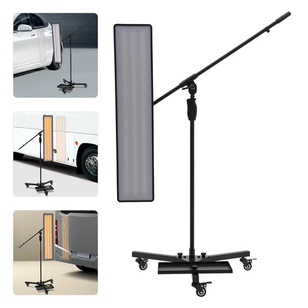 LED Lys, Justerbar Højde 43,31 til 64,37 tommer, Lyspanel Størrelse 19,5 x 92 cm, Effekt Ca. 10W, Universelle Hjul, Lysstyrke Justerbar