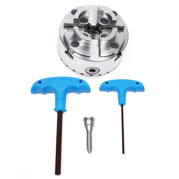 4-Kæbe Selvjusterende Gear Scroll Chuck, Højstyrke 40Cr Materiale, Dimensioner 71mm x 81mm, Vægt 2.4kg, Justerbar Klemrange, Egnet til Trædrejebænke