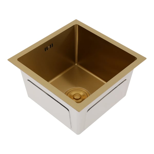Köksdisk, Rektangulär Form, Enkelskålsdesign,Guld