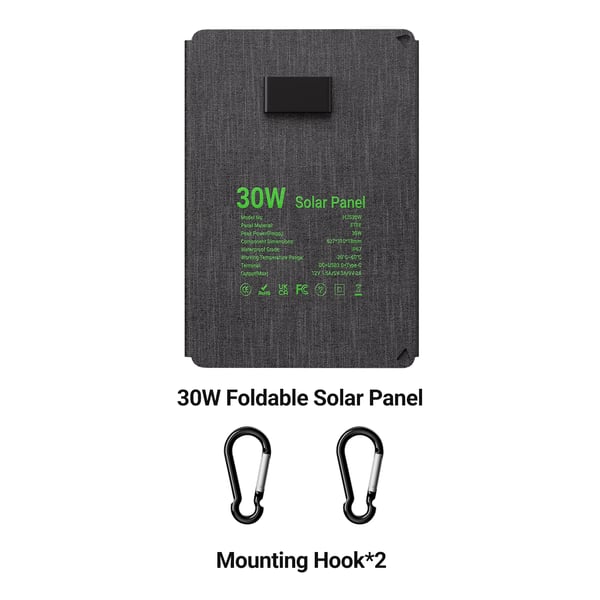 Solpanel, 30W Maximal Effekt, Fällbar Design,LS-SP30F, 24V, 30W