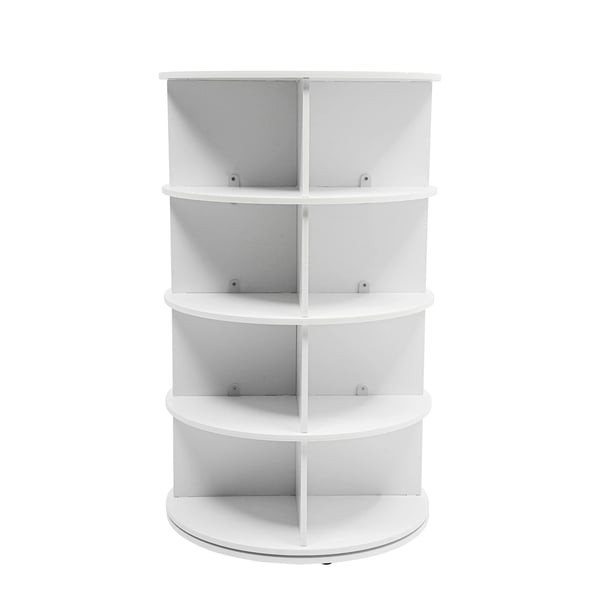 Sko Rack, 4-Lags Design, 360° Drejelig Adgang,hvid farve