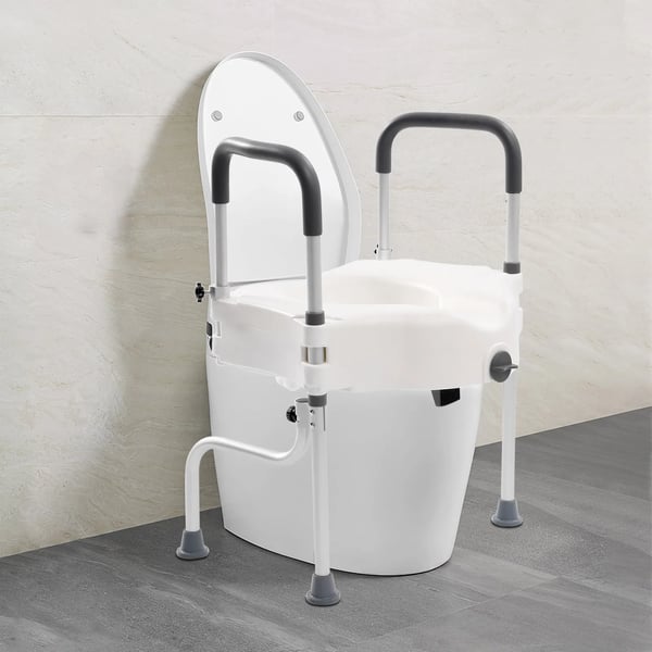 Toiletforhøger, justerbar højde, kompakt design, understøtter op til 300 lbs, nem installation
