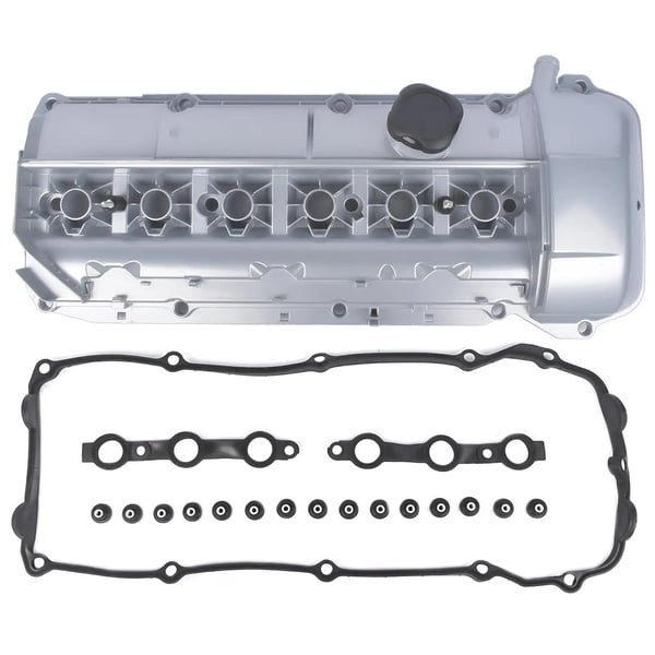 Alumiininen venttiilikansisarja, OEM-numero 11127512839, yhteensopiva BMW-mallien E46, E39, E53, E60, E85 kanssa, sopii 3-sarjan ja X-sarjan malleihin, kestävä rakenne, parannettu moottoriteho