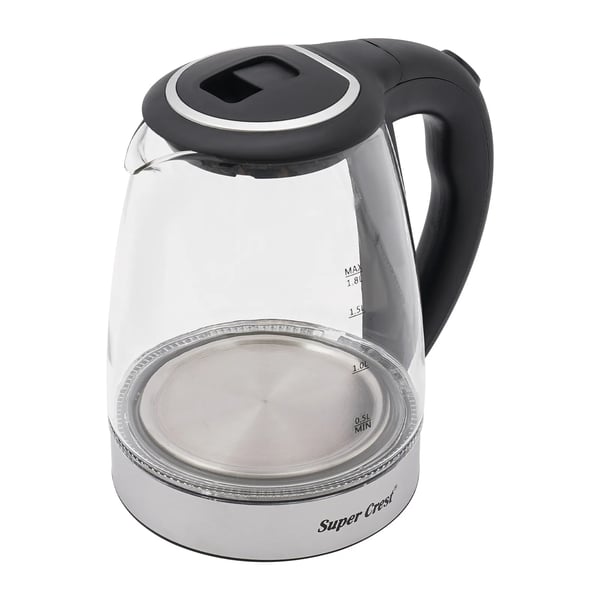 Elkedel, 1,8L kapacitet, rustfrit stål og glas konstruktion,sort, 2.8L