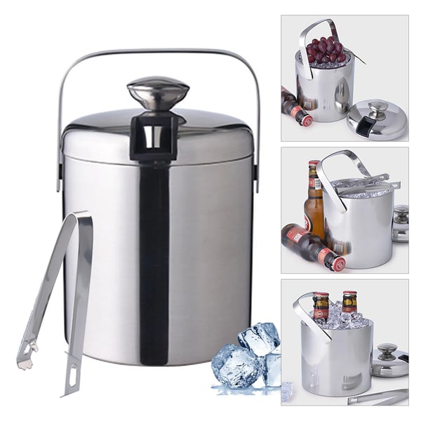 Isekurv, 304 rustfrit stål, 8 tommer i diameter, 3 liters kapacitet, dobbeltlagsisolering, inkluderer låg og håndtag